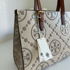 Tory Burch T Monogram embossed contrast small tote NWT
